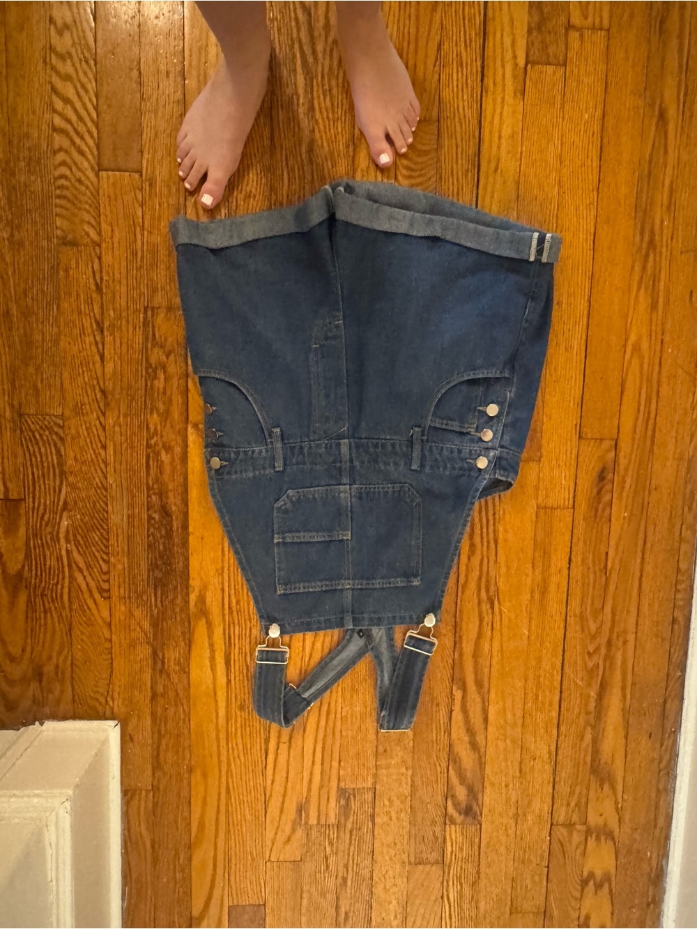 Denim Overalls Shorts - Dark Blue Women Jeans